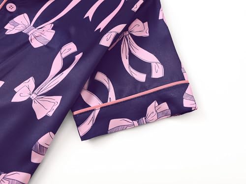 Beezizac Little & Big Girls Pajama Satin Silky Yellow & Pink Leopard 2-PC Short Sleeves & Pants Set Kid Size 6-164