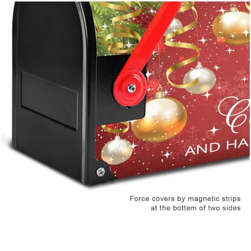 Image of Merry Christmas Bells Mailbox Cover Standard Size Winter Poinsettia Happy New Year Magnetic Mailbox Covers Garden Yard Post Wraps Letter Box Cover Decorations 21 inch L x 18 inch W