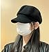Women's Newsboy & Beret Hats, Classic Retro Wool Blend Winter Cap with Decorative Buckle, Vintage Style Ladies Fashion Hat (Black)