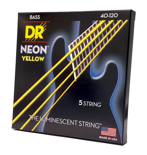 Image of DR Strings Hi-Def NEON Electric Bass Guitar Strings - .040-.120 Light, Yellow