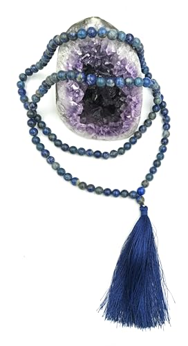 Image of Natural Crystal Gemstone Lapis Lazuli Jap Mala 8mm 108 Beads for Meditation, Pooja, Chanting, Wearing (8mm, Lapis)