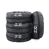 4 Pcs Tire Tote FLR Black 80cm/31in Diameter Foldable Seasonal Spare Tire Covers Protection Covers with Storage Bags Wheel Cover for Car Off Road Truck Vans