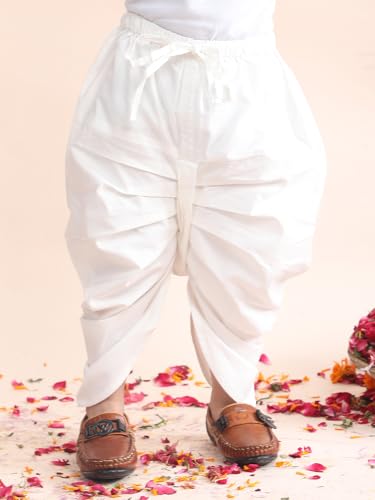 Image of POLKA TOTS Premium Cotton Dhoti Kurta Set for Kids Boys | Traditional Angrakha Style Ethnic Wear for Boys | Kurta Dhoti Set for Kids | Festive & Wedding Clothing Set for Baby