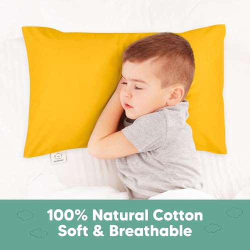 Image of KeaBabies Toddler Pillowcase, 2pk 13x18 Organic Cotton Cover (Construction) | Standard Toddler Pillowcase for Kids, Boys Girls, Soft, Durable Cotton Cover for Miniature Sleepy Pillow Cute Color No Pillow