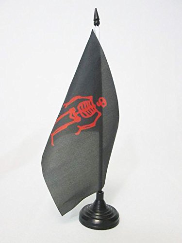 AZ FLAG Pirate Edward Lowe Table Flag 5'' x 8'' - Skull Pirates Desk Flag 21 x 14 cm - Black Plastic Stick and Base