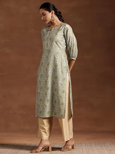 Image of Libas Womens Printed Silk Straight Kurta for Women Suit