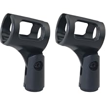 2PCS Adjustable Angle Microphone Stand Clip 10.5x5.5x3.7 cm Plastic Microphone Stand Clip Head Wired Wireless Microphone Clip For Broadcasting Performance Stage Studio Accessory Black