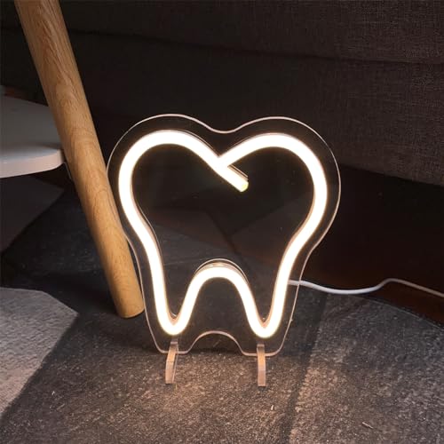 Image of Teeth Table Number Neon Sign Desk Lamp Night Light Wedding Letter LED Neon Sign Wedding Table Decorations Neon Light Shop Bedroom Home Room Decor Christmas Party Warm White USB 20x18 CM