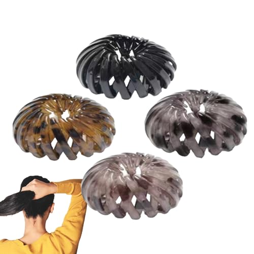 バードネストマジックヘアクリップ|拡張可能な髪のパンメーカーヘアアクセサリー| 4x鳥のネストプレートヘアピン、格納式パンメーカー、女性の女の子向けのスリップアンチスリップポニーテールホルダー