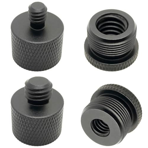 4 Pieces Mic Stand Adapter, 5/8 Female to 3/8 Male 3/8 Female to 5/8 Male 5/8 Female to 1/4 Male 1/4 Female to 5/8 Male Screw Thread Adapter for Microphone Camera Monitor Stand Tripod