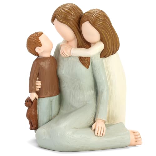Carracci Mom and Kids Figurines, Sculpted Hand-Painted Mother and Two Children...