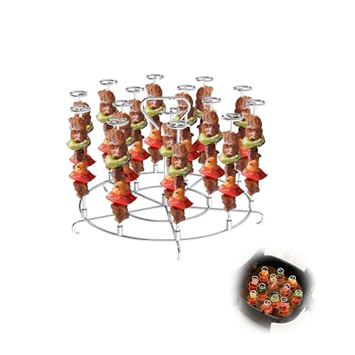 Air Fryer Skewer Rack, 304 Stainless Steel Skewer Stand Compatible with Instant Pot 8 Qt, Kabob Holder for Kitchen Grilling Chicken Meat Barbecue, 15 Skewers