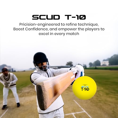 Image of SCUD T10 PVC Wind Ball for Practice | Indoor & Outdoor Soft Training Cricket Ball for Coaching & Daily Practice | Lightweight 80-85 g Durable PVC Construction (Pack of 3pc Balls, Neon Yellow)