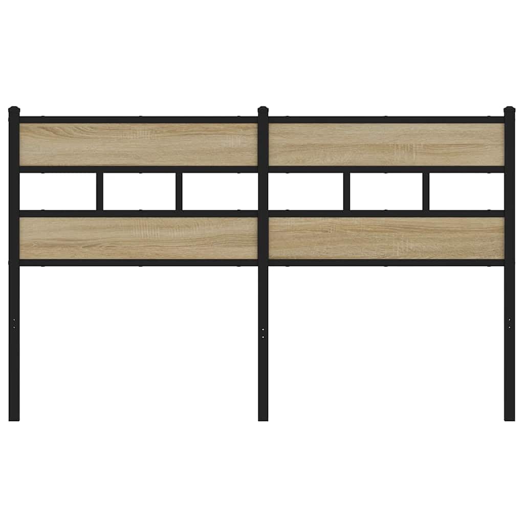 vidaXL Tête de lit chêne Sonoma 140 cm Fer et Bois d’ingénierie, tête de lit pour lit Double, tête de lit en métal, tête de lit Double