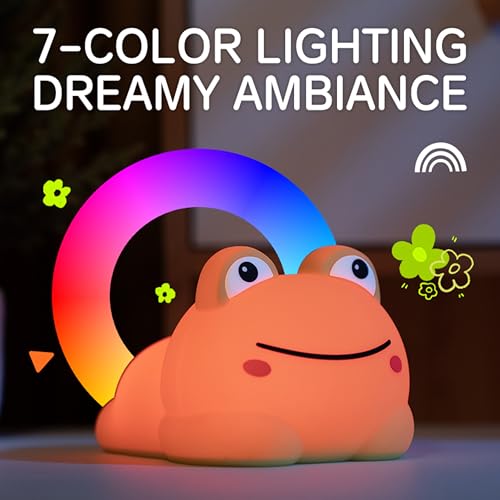 Image of Led Cute Frog Night Light, Dimmable Timer Kawaii Lamps, Super Squishy Silicone USB Rechargeable Touch Control Night Lamp, Used for Camping Party Room Decor (Frog A)