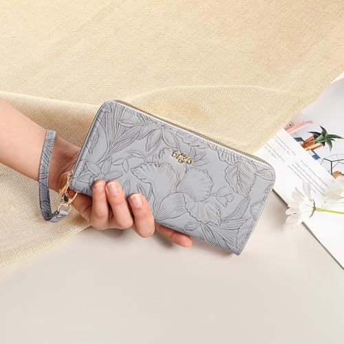 Image of RNIEGA Wallets for Women RFID Blocking Leather Women's Wallet Large Capacity Double Zip Wristlet Clutch | Credit Card Holder Ladies Phone Purse