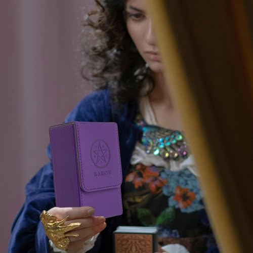 Funda de Cuero Para Cartas de Tarot Púrpura