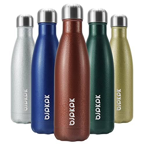 Image of BJPKPK Insulated Water Bottles 17oz, Leak Proof Stainless Steel Water Bottle Keeps Cold for 24 Hours and Hot for 12 Hours,BPA Free,Brick Red