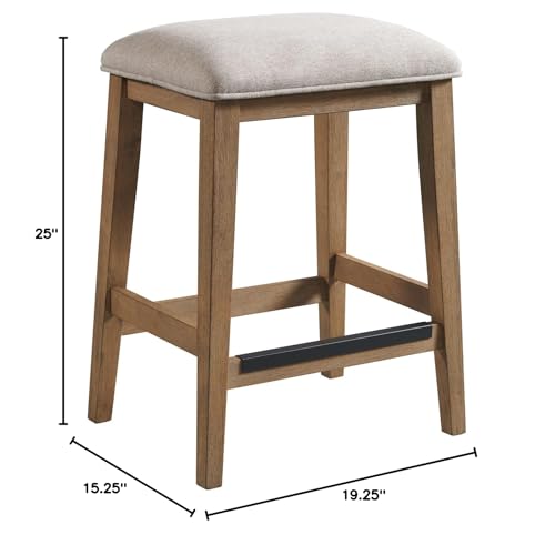 Intercon Landmark Backless Stool con 4 patas, Roble envejecido, juego de 2 miniatura 3