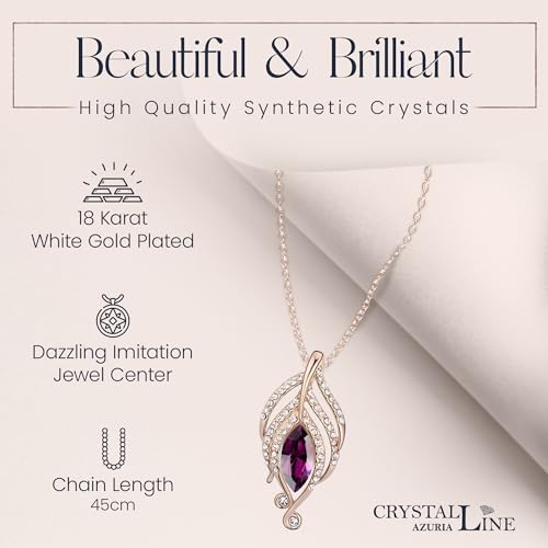 Crystalline Azuria Crystals Simulated Amethyst Set Pendant Necklace 18 inches Earrings 18K Rose Gold Plated for Women4