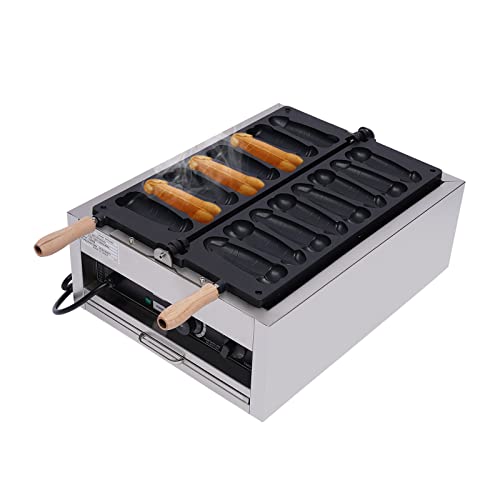 DYRABREST Commercial Electric Hot Dog Baker, 110V 8PCS Pene Hot Dog Waffle Maker, Non-stick Waffle Iron Machine with Temp Control for Kithcen Restaurant Cafe Shop Snack Bar