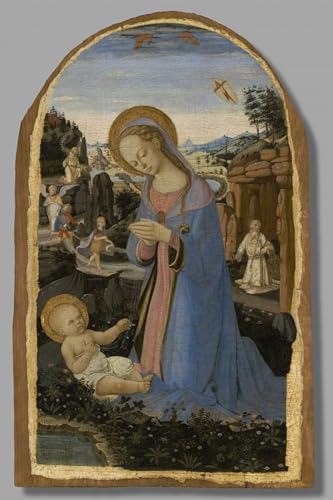 Tableau l'Adoration de l'Enfant Jésus Andrea Del Verrocchio Impression Toile 60x90cm