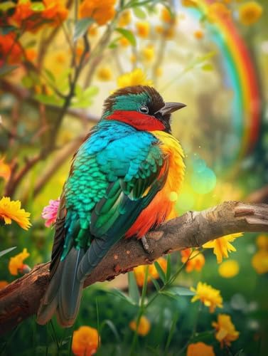 Peinture Diamant Murale Décoration anti-stress grand format Oiseaux 50x70