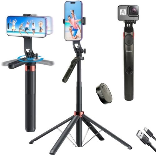 Image of Osaka 71 inch Selfie Stick Tripod with Reinforced 4-Leg Tripod Stand Comes with 360 Rotatable Handle for Panoramic Shots with Detachable BT. Ultimate Stability for Smartphones, Ring Lights, GoPro