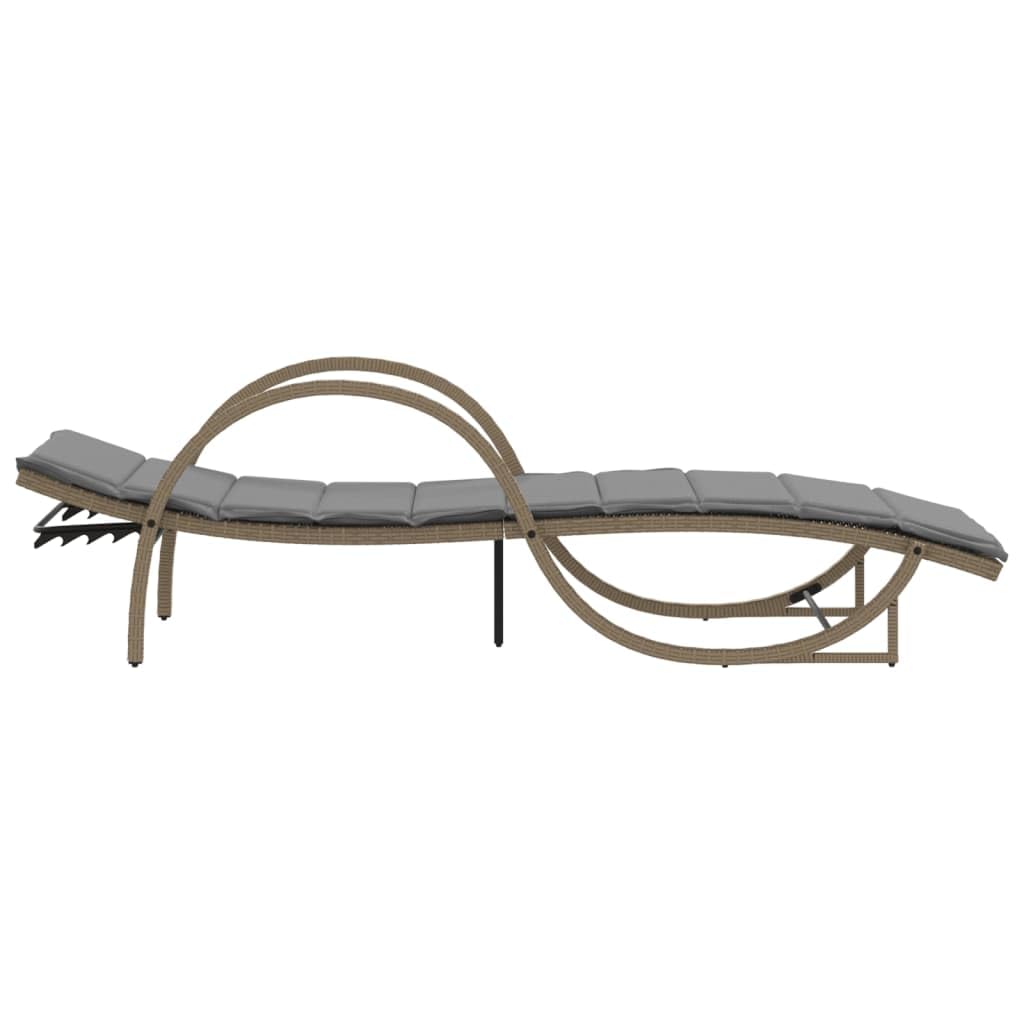 Leżak plażowy beżowy 60 x 199 x 42 cm polirattan