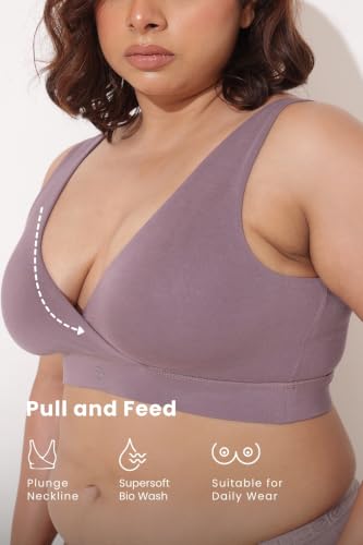 Image of ZELENA Maternity Padded Bra | Removable Cups, Broad Waistband | Soft Stretchable Modal Fabric | Easy Pull Nursing Bra for Pregnancy and Breastfeeding