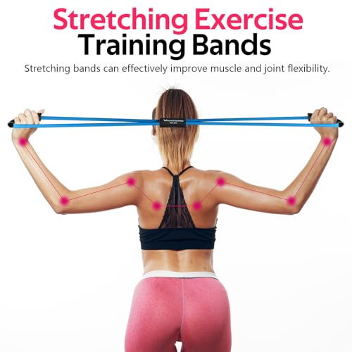 RENRANRING Figure 8 Fitness Resistance Bands with Handles - Exercise Tube Band Set of 3 for Arm and Shoulder Stretch, Rope 8 Word Elastic for Women and Men4