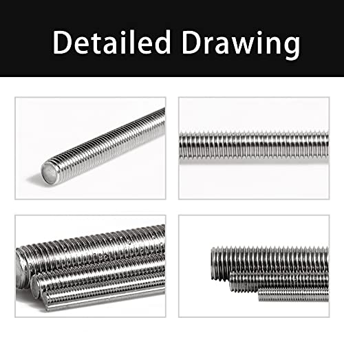 Varilla roscada M2 de acero inoxidable 304 longitud de 250 mm tornillo largo 5