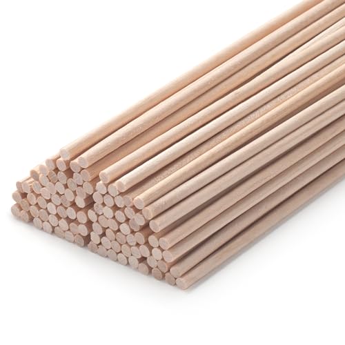 Holzstäbe zum Basteln, Rundholz Ø 3 mm Länge 15 cm, 200 Stück Holzstäbchen zum Basteln, Bastelholz für Makramee Stöcke, Unfertige Hartholz Dübel Rundhölzer für Zuckerwatte, Stockbrot, Eisstiele