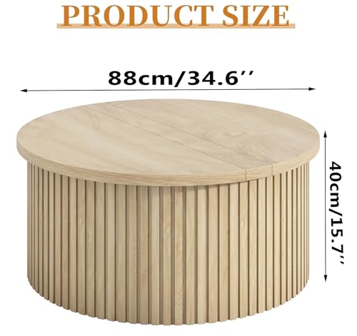 Farmhouse Fluted Lift Top Coffee Table with Storage