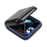 E-comm - Contenitore per pillole compatto portatile per contenere medicine, medicine, vitamine, oli di pesce, gioielli e segreti per borsa da viaggio, all'aperto, viaggi di lavoro