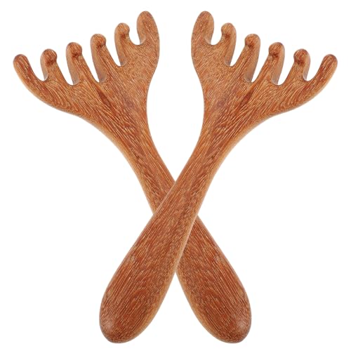 CIATBYYJ 2 Pcs Wooden Scalp Massager Comb, Portable Massage Comb for Deep Relaxation, Manual Head Massage Tool for Stress Reduction, Wood Scalp Massager Gift for Women, Men