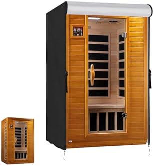 Outdoor Waterproof Sauna Cover, Heavy Duty Cover for 2-Person Wood Infrared Home Sauna, UV-Anti Fade-Resistant All-Weather Protection -Black, 48" W x 45" D x 74" H