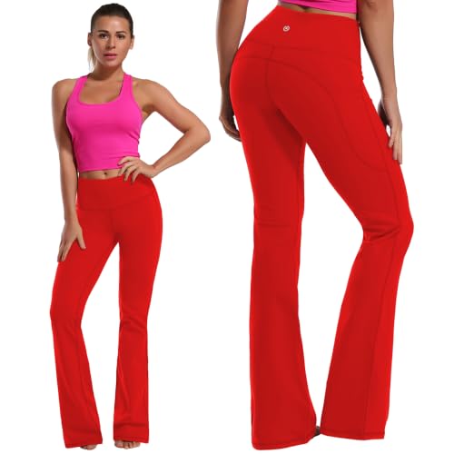 Image of BUBBLELIME Women Out Pockets High Waist Bootlegs Tummy Control Yoga Flared