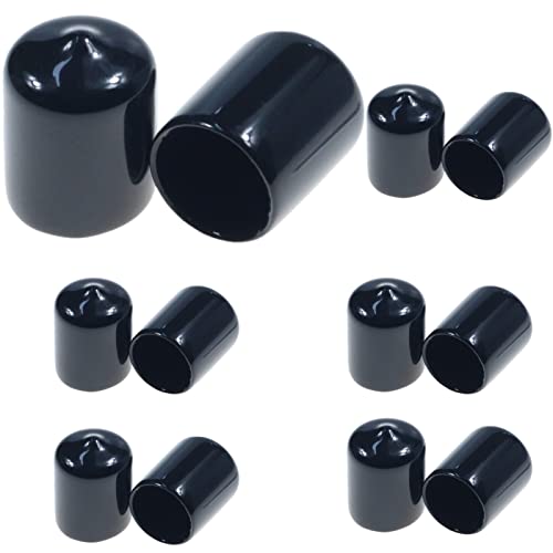 Image of Acocony 3 /4 Inch Rubber Cap (19.05 mm) Round Black Pack of 12 | PVC Rubber End Caps Dustproof, Protective & Aesthetic Flexible Covers for Tubing, Pipes, Poles, Bolts & More