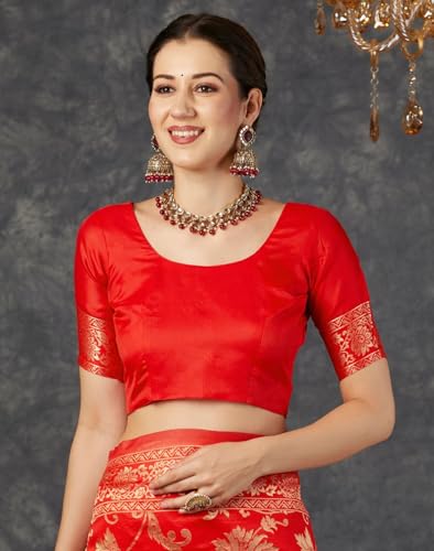 Image of Women's Banarasi Saree Pure Kanjivaram Silk Saree Soft Design Wear Pattu Sarees Cotton With Blouse Piece Kanchipuram for Wedding new ladies sadi