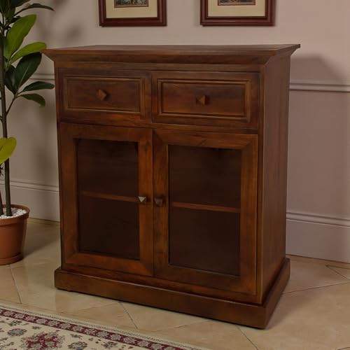 Image of The Attic Ardenwood Classic Glass Door Sideboard,Wooden Sideboard Cabinet,Honey Glass
