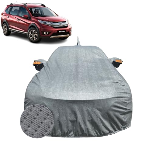 Image of Car Cover for Honda BRV (2016-2020) | 100% Waterproof Cover with Antenna & Reflective Mirror Pockets | Dustproof, Scratchproof, Heatproof Honda BRV Car Cover |Soft Cotton Lining| Grey