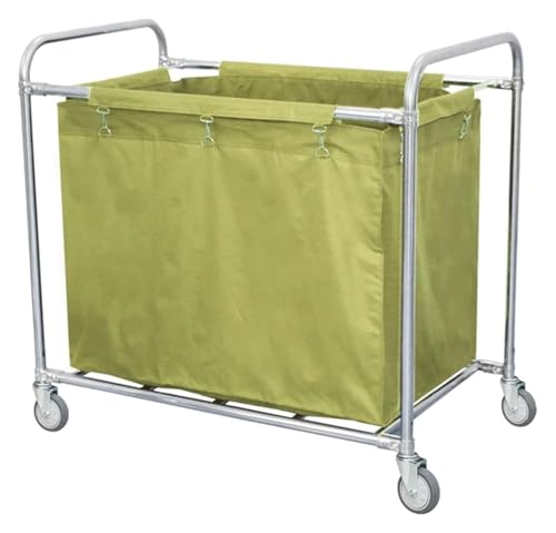 JINMLBO Movable Laundry Trolley On Wheels Commercial Laundry Basket with Wheels Heavy Duty Stainless Steel Laundry Sorter Hamper with Handle and Removable Bags for Home Hotel(A)