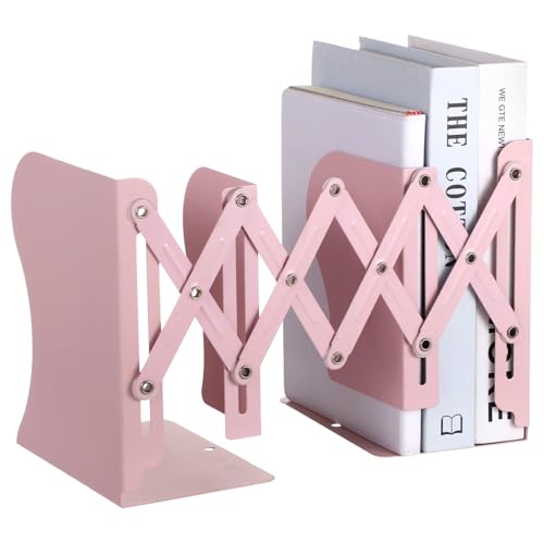 Chewtoyo Metal Bookend Expandable, Adjustable Organizer Book with Rustproof Coating, Smooth Edge Desk Holder Book for Magazines, Files, Notebooks, School Office Storage