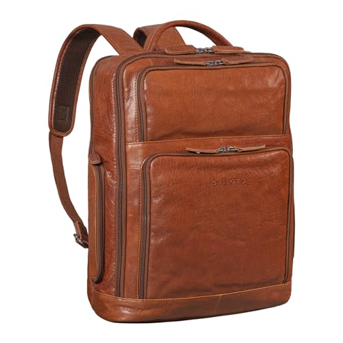 STILORD 'Jayden' businessryggsäck herr läder stor vintage med laptopfack 15 16 17 tum DIN A4 – perfekt som arbetsryggsäck...
