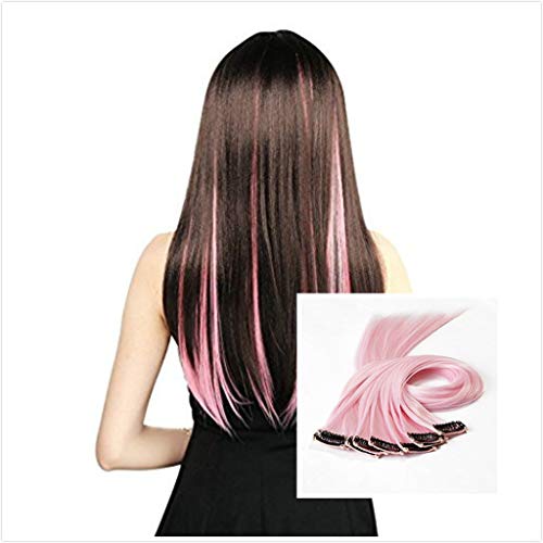 10pcs Colored Highlight Synthetic Clip in Hair Extensions 20-22