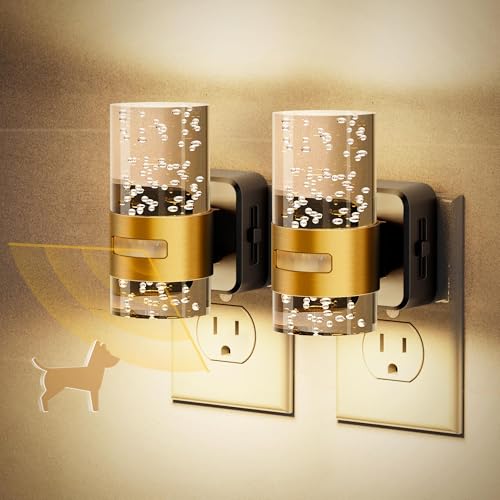 JandCase Motion Sensor Night Light, Night Lights Plug into Wall,2 Pack 3000K Soft White 0-100 LM Dimmable LED Night Light, Motion Activated Nightlight for Bathroom Hallway Decor