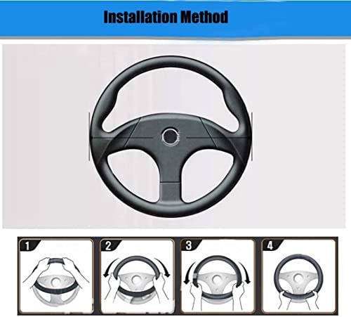 Image of Valleycomfy Steering Wheel Covers Universal 15 inch - Genuine Leather, Breathable, Anti Slip & Odor Free (Black with Blue Lines, M(14 inch 1 /2-15 inch 1 /4))