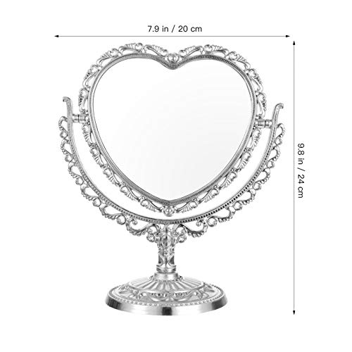 Espejo de maquillaje retro con forma de corazón 9.44x7.87x4.40 in miniatura 2