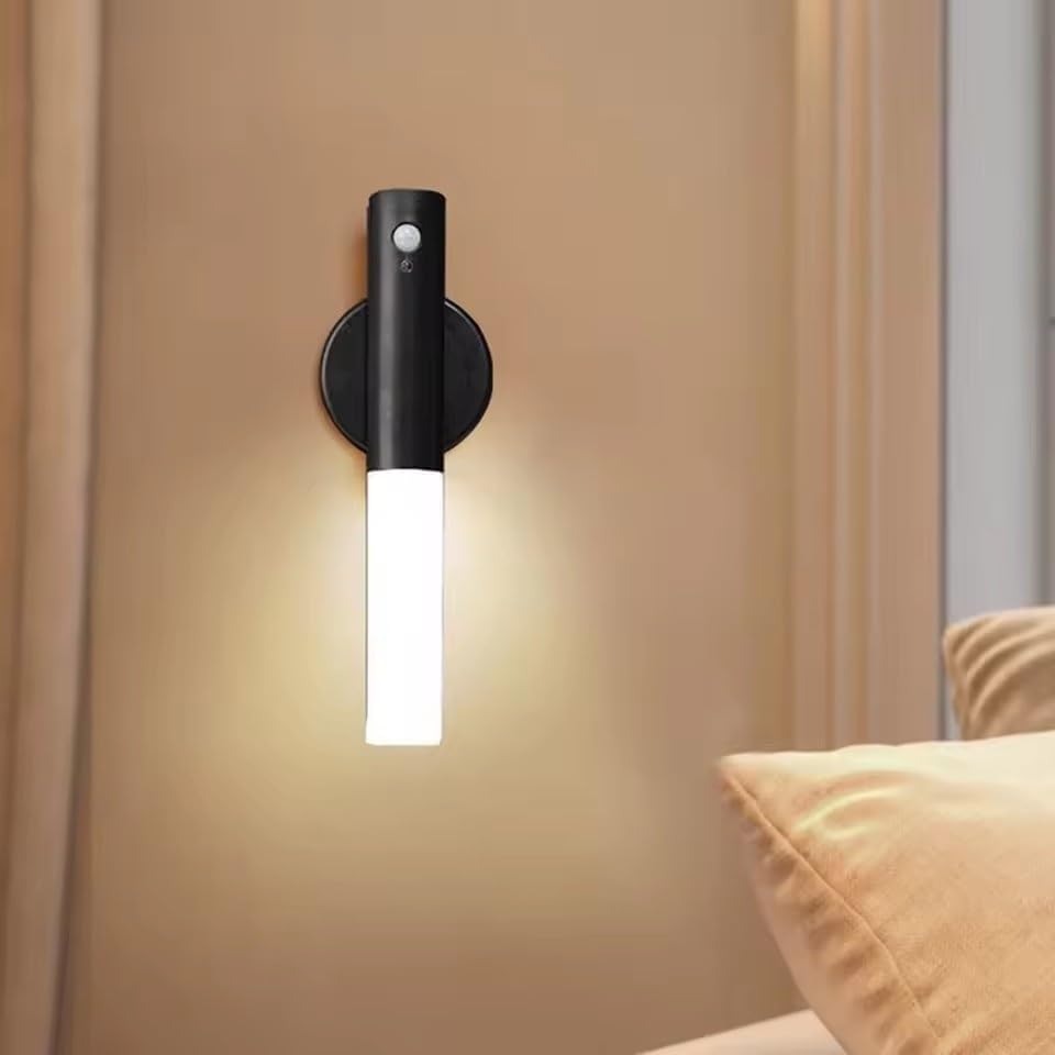 LED Battery Black Wall Lamp Indoor Led Magnetic Portable Lamp Charge for Hallway Bedroom Light,Elegant